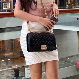 ON SALE AGAIN- Boy Chanel Handbag
with Gold-tone Gourmette Chain